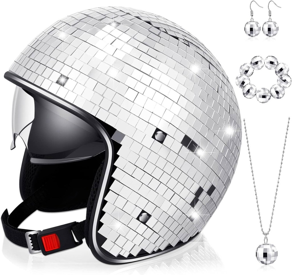 Disco Mirror Glitter Ball Helmet Disco Bracelet Women 